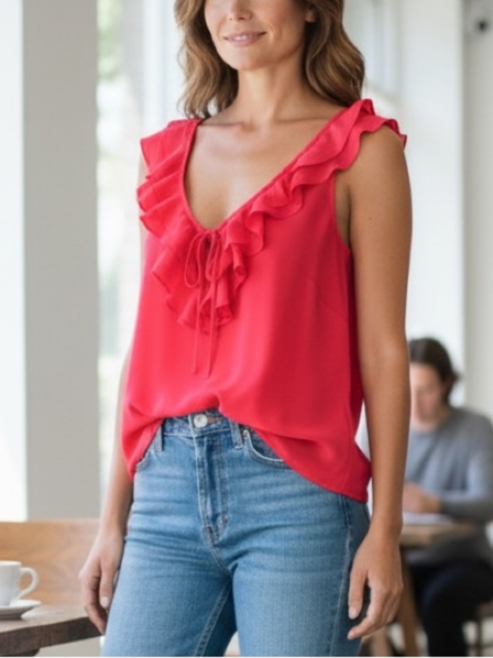 Mossimo Ruffle Tank Bright Pink